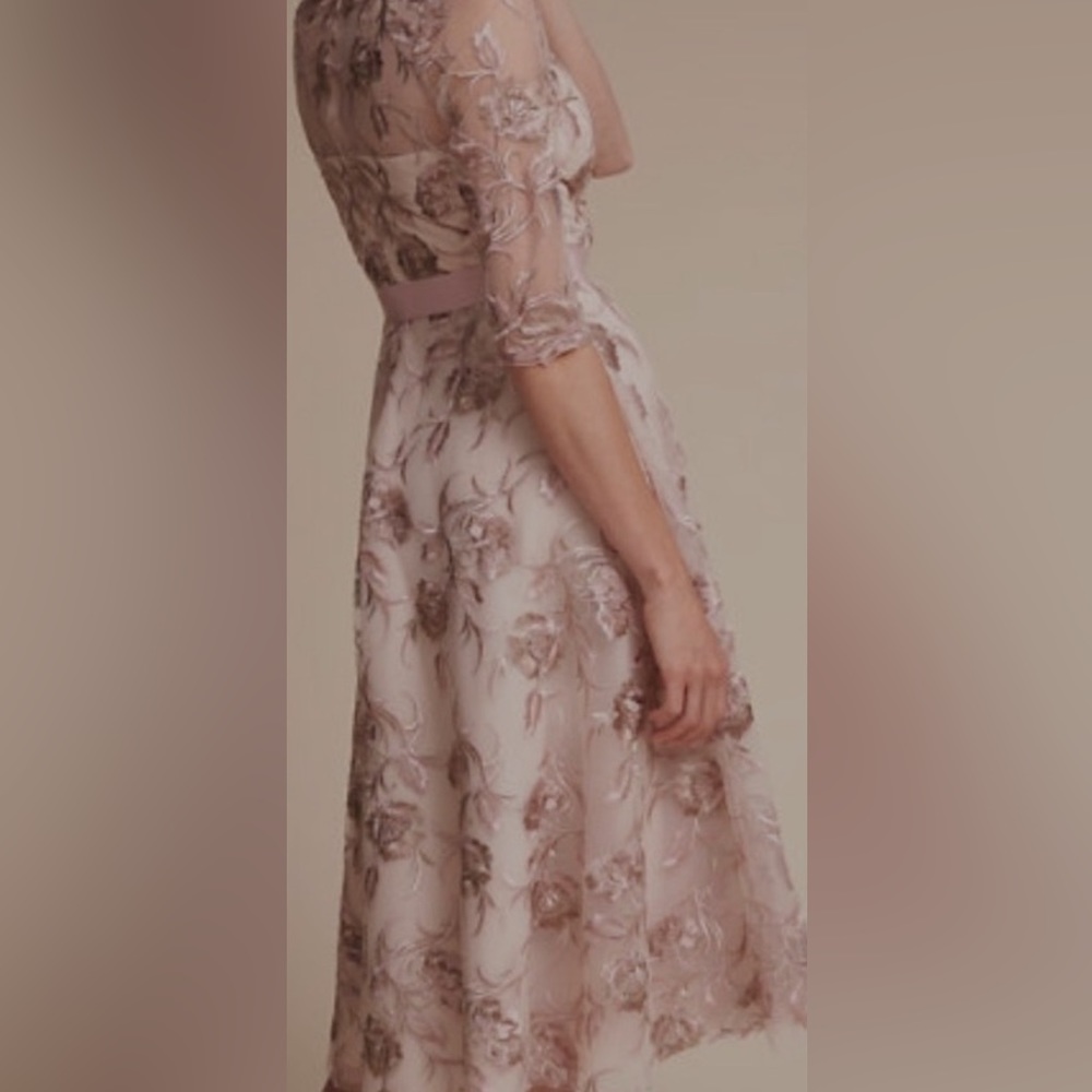 BHLDN Blush Floral Embroidered Midi Dress